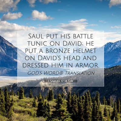 Picture 07 - 1 Samuel 17:38 GW - Saul put his battle tunic on David; he put a - Bible Verse Picture