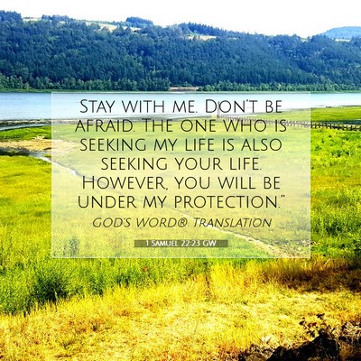 Picture 07 - 1 Samuel 22:23 GW - Stay with me. Don’t be afraid. The one who is - Bible Verse Picture