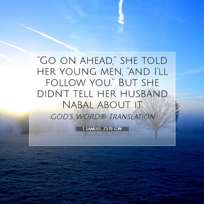 Picture 07 - 1 Samuel 25:19 GW - “Go on ahead,” she told her young men, “and - Bible Verse Picture