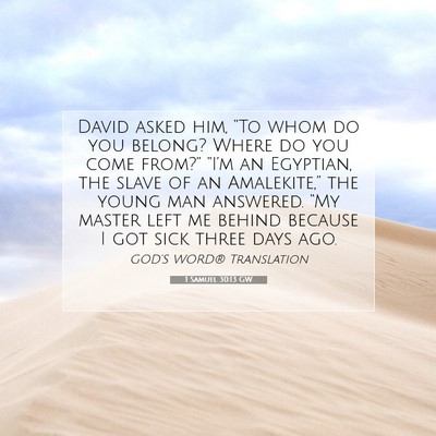 Picture 07 - 1 Samuel 30:13 GW - David asked him, “To whom do you belong? Where - Bible Verse Picture