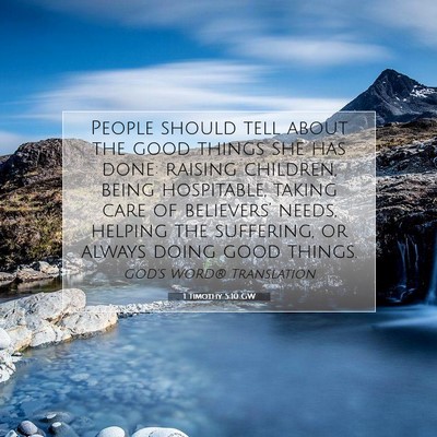 Picture 07 - 1 Timothy 5:10 GW - People should tell about the good things she has - Bible Verse Picture
