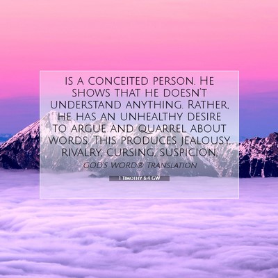 Picture 07 - 1 Timothy 6:4 GW - is a conceited person. He shows that he doesn’t - Bible Verse Picture