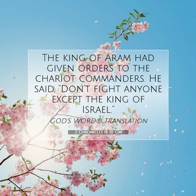 Picture 07 - 2 Chronicles 18:30 GW - The king of Aram had given orders to the chariot - Bible Verse Picture