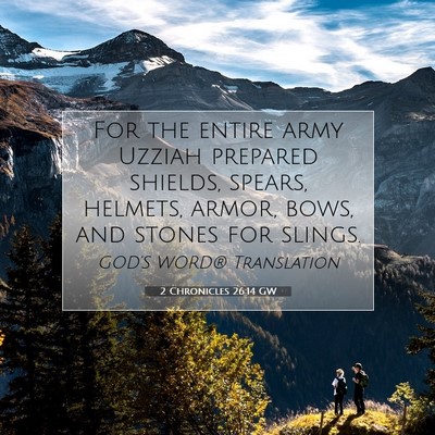 Picture 07 - 2 Chronicles 26:14 GW - For the entire army Uzziah prepared shields, - Bible Verse Picture