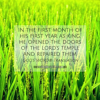 Picture 07 - 2 Chronicles 29:3 GW - In the first month of his first year as king, he - Bible Verse Picture