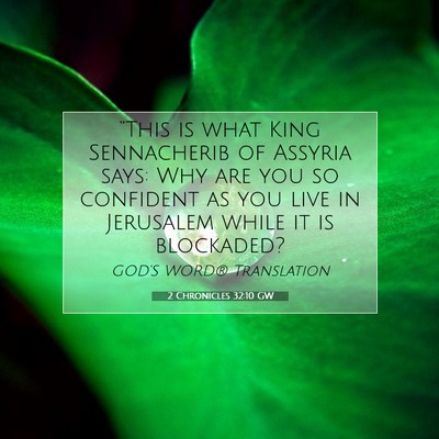 Picture 07 - 2 Chronicles 32:10 GW - “This is what King Sennacherib of Assyria says: - Bible Verse Picture