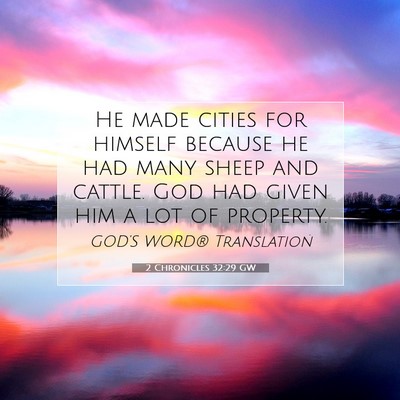 Picture 07 - 2 Chronicles 32:29 GW - He made cities for himself because he had many - Bible Verse Picture