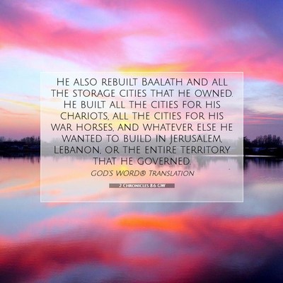 Picture 07 - 2 Chronicles 8:6 GW - He also rebuilt Baalath and all the storage - Bible Verse Picture