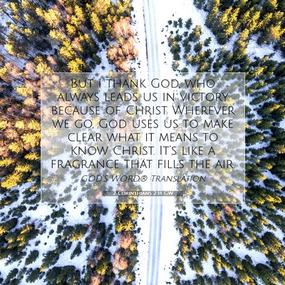 Picture 07 - 2 Corinthians 2:14 GW - But I thank God, who always leads us in victory - Bible Verse Picture