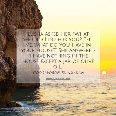Picture 07 - 2 Kings 4:2 GW - Elisha asked her, “What should I do for you? - Bible Verse Picture