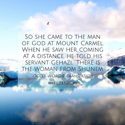 Picture 07 - 2 Kings 4:25 GW - So she came to the man of God at Mount Carmel. - Bible Verse Picture
