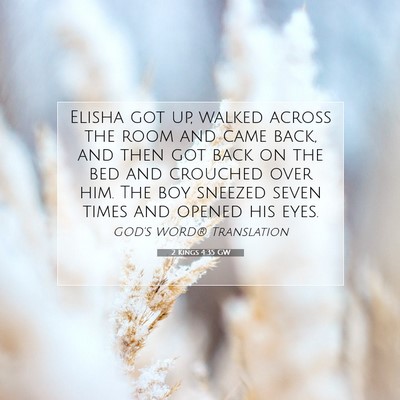 Picture 07 - 2 Kings 4:35 GW - Elisha got up, walked across the room and came - Bible Verse Picture