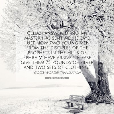 Picture 07 - 2 Kings 5:22 GW - Gehazi answered, “No. My master has sent me. He - Bible Verse Picture