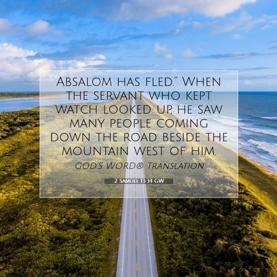 Picture 07 - 2 Samuel 13:34 GW - Absalom has fled.” When the servant who kept - Bible Verse Picture