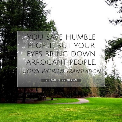 Picture 07 - 2 Samuel 22:28 GW - You save humble people, but your eyes bring down - Bible Verse Picture