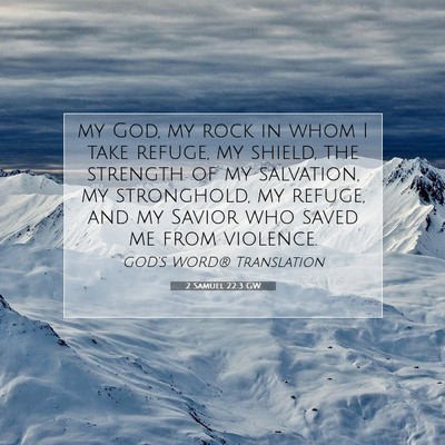 Picture 07 - 2 Samuel 22:3 GW - my God, my rock in whom I take refuge, my shield, - Bible Verse Picture