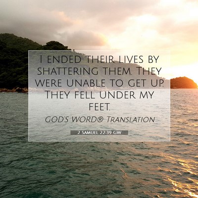 Picture 07 - 2 Samuel 22:39 GW - I ended their lives by shattering them. They were - Bible Verse Picture