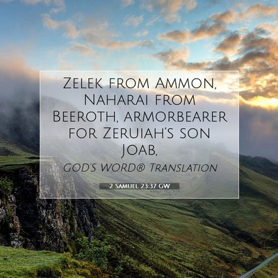 Picture 07 - 2 Samuel 23:37 GW - Zelek from Ammon, Naharai from Beeroth, - Bible Verse Picture