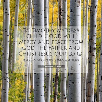 Picture 07 - 2 Timothy 1:2 GW - To Timothy, my dear child. Good will, mercy, and - Bible Verse Picture