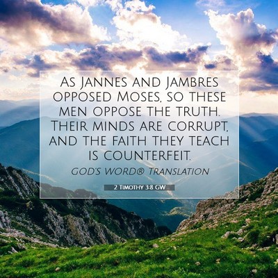 Picture 07 - 2 Timothy 3:8 GW - As Jannes and Jambres opposed Moses, so these men - Bible Verse Picture