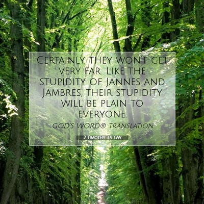 Picture 07 - 2 Timothy 3:9 GW - Certainly, they won’t get very far. Like the - Bible Verse Picture