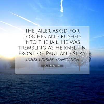 Picture 07 - Acts 16:29 GW - The jailer asked for torches and rushed into the - Bible Verse Picture