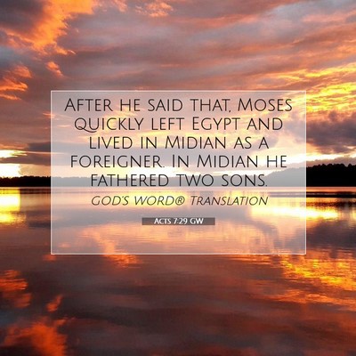 Picture 07 - Acts 7:29 GW - After he said that, Moses quickly left Egypt and - Bible Verse Picture