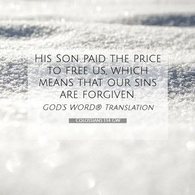 Picture 07 - Colossians 1:14 GW - His Son paid the price to free us, which means - Bible Verse Picture