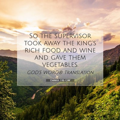 Picture 07 - Daniel 1:16 GW - So the supervisor took away the king’s rich - Bible Verse Picture