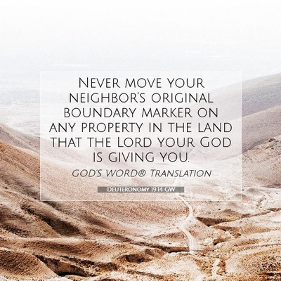 Picture 07 - Deuteronomy 19:14 GW - Never move your neighbor’s original boundary - Bible Verse Picture