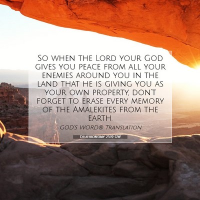 Picture 07 - Deuteronomy 25:19 GW - So when the Lord your God gives you peace from - Bible Verse Picture