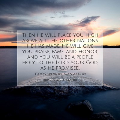 Picture 07 - Deuteronomy 26:19 GW - Then he will place you high above all the other - Bible Verse Picture