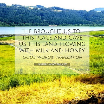 Picture 07 - Deuteronomy 26:9 GW - He brought us to this place and gave us this land - Bible Verse Picture