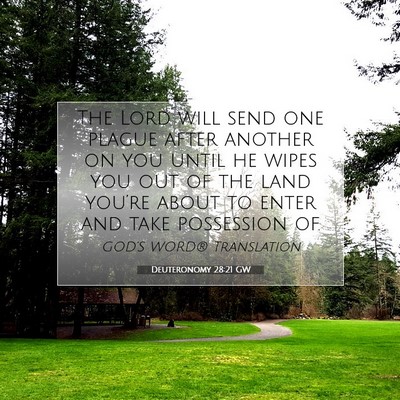 Picture 07 - Deuteronomy 28:21 GW - The Lord will send one plague after another on - Bible Verse Picture