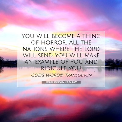 Picture 07 - Deuteronomy 28:37 GW - You will become a thing of horror. All the - Bible Verse Picture