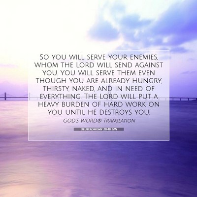 Picture 07 - Deuteronomy 28:48 GW - So you will serve your enemies, whom the Lord - Bible Verse Picture