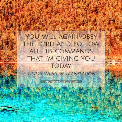 Picture 07 - Deuteronomy 30:8 GW - You will again obey the Lord and follow all his - Bible Verse Picture