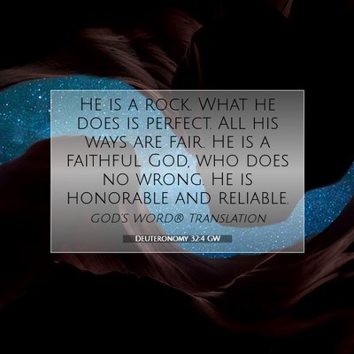 Picture 07 - Deuteronomy 32:4 GW - He is a rock. What he does is perfect. All his - Bible Verse Picture