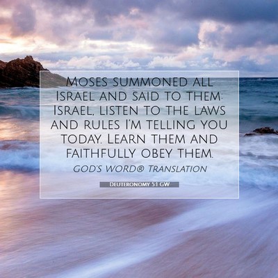 Picture 07 - Deuteronomy 5:1 GW - Moses summoned all Israel and said to them: - Bible Verse Picture