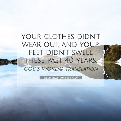 Picture 07 - Deuteronomy 8:4 GW - Your clothes didn’t wear out, and your feet - Bible Verse Picture