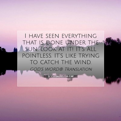 Picture 07 - Ecclesiastes 1:14 GW - I have seen everything that is done under the - Bible Verse Picture
