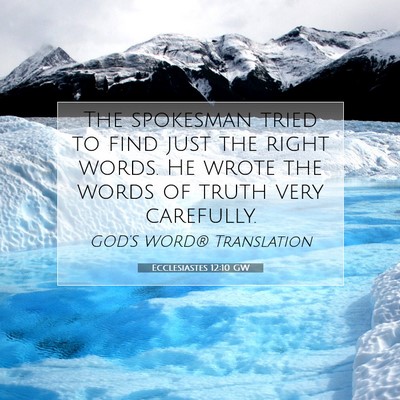 Picture 07 - Ecclesiastes 12:10 GW - The spokesman tried to find just the right words. - Bible Verse Picture