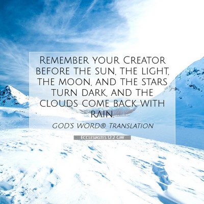 Picture 07 - Ecclesiastes 12:2 GW - Remember your Creator before the sun, the light, - Bible Verse Picture