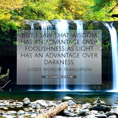 Picture 07 - Ecclesiastes 2:13 GW - But I saw that wisdom has an advantage over - Bible Verse Picture