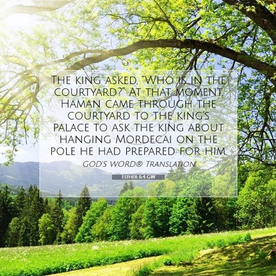 Picture 07 - Esther 6:4 GW - The king asked, “Who is in the courtyard?” At - Bible Verse Picture