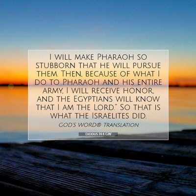 Picture 07 - Exodus 14:4 GW - I will make Pharaoh so stubborn that he will - Bible Verse Picture