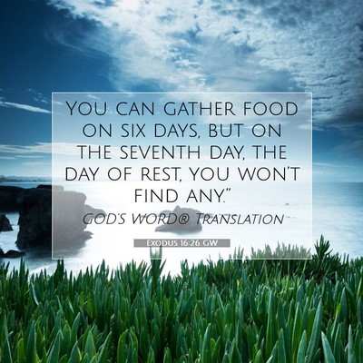 Picture 07 - Exodus 16:26 GW - You can gather food on six days, but on the - Bible Verse Picture