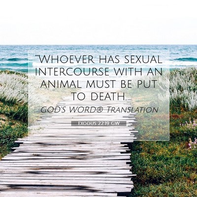 Picture 07 - Exodus 22:19 GW - “Whoever has sexual intercourse with an animal - Bible Verse Picture
