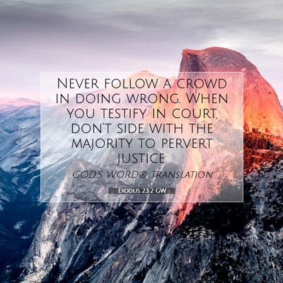 Picture 07 - Exodus 23:2 GW - Never follow a crowd in doing wrong. When you - Bible Verse Picture