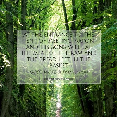 Picture 07 - Exodus 29:32 GW - At the entrance to the tent of meeting, Aaron and - Bible Verse Picture